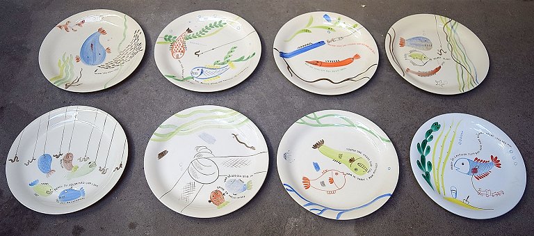 Stig Lindberg for Gustavsberg "Löja/Loja" 8 plates.
