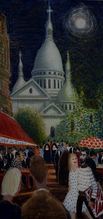 Anni Løgstrup: danish artist born 1912.View of Montmartre, Paris. Oil on canvas.