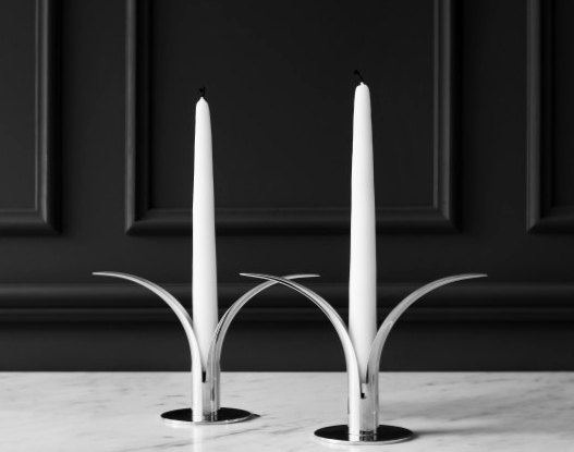 A pair of candlesticks in Silver plated brass , "Liljan", Ivar Ålenius Björk, Skultuna.