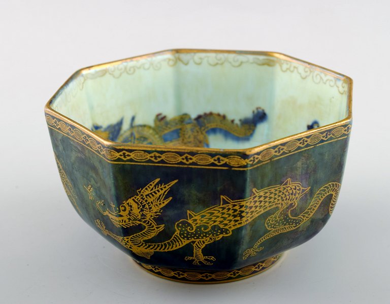 Wedgwood Fairy Luster Bowl in Dragon Pattern.