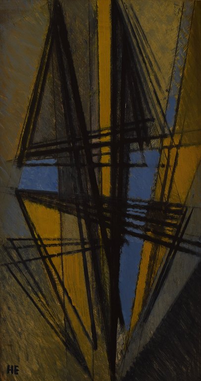 Helge Ernst: b. Copenhagen 1916, d. Grevinge 1991.Composition.Oil on board.