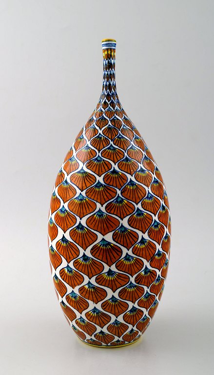 Franco Mari, Deruta stor keramik vase, smal hals.
