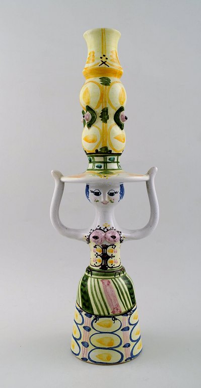 Bjørn Wiinblad. Candlestick L11. Grotesque hat lady.The blue house.
