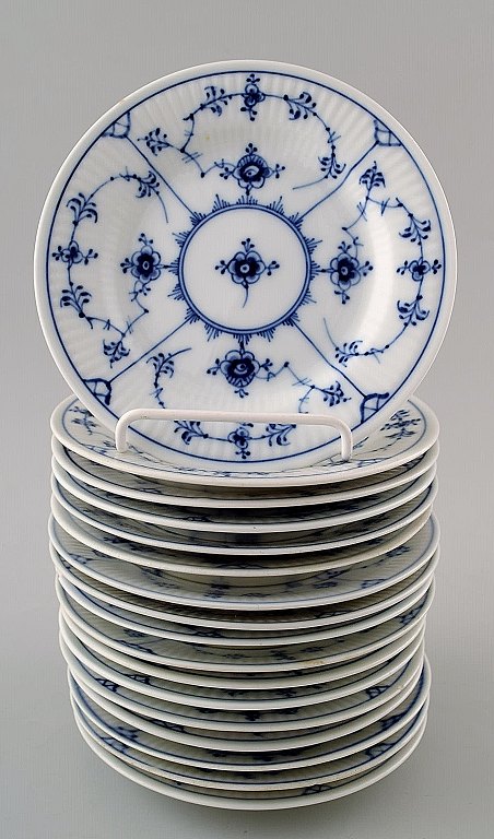 17 pieces. Royal Copenhagen Blue Fluted Plain Side Plate # 182.