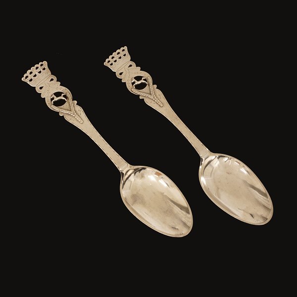 A rare pair of silver spoons. N. T. Mikkelsen, Ballum, Denmark, circa 1810.L: 22cm. W 52gr