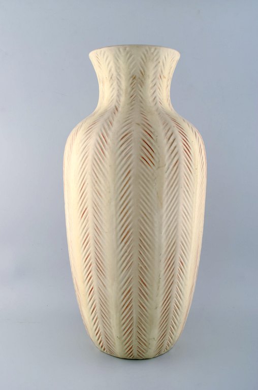 Anna-Lisa Thomson for Upsala-Ekeby ceramic floor vase.Fluted body with light glaze.