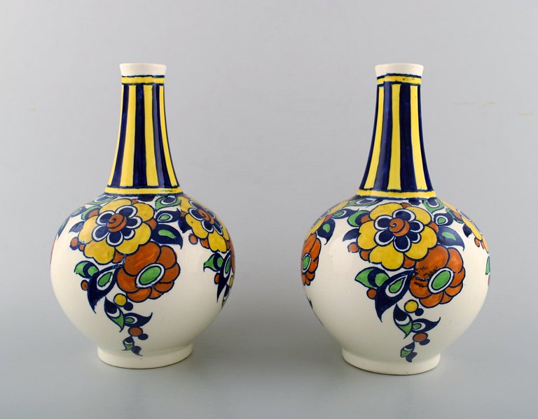 Boch Freres La Louvière, a pair of art deco ceramic vases.1930 / 40s.
