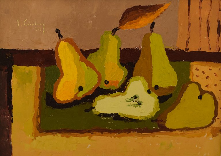 ERIC CEDERBERG, listed Swedish artist. Still life with pears.Oil on canvas.