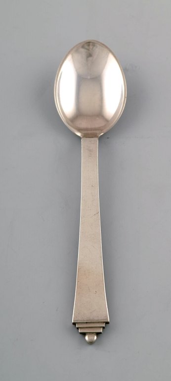 Set of twelve Georg Jensen sterling silver pyramid, large tea spoon.