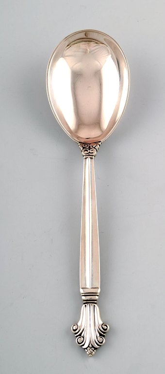 Georg Jensen serving spoon in full sterling silver, silverware, Georg Jensen Acanthus. Designed by Johan Rohde.