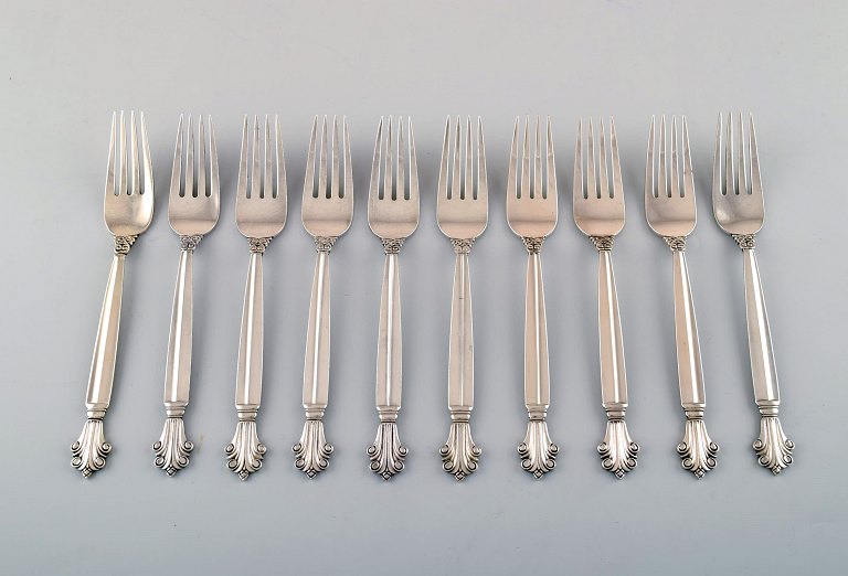 Georg Jensen Sterling Silver Acanthus lunch fork.10 pieces in stock.