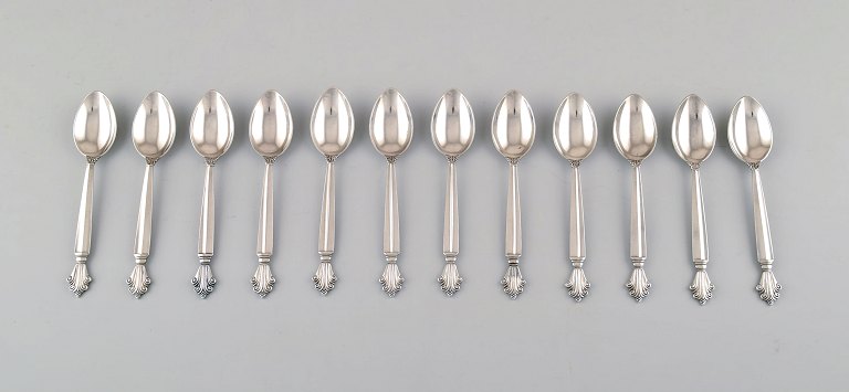 Georg Jensen Acanthus Sterling Silver set of twelve tea spoons.