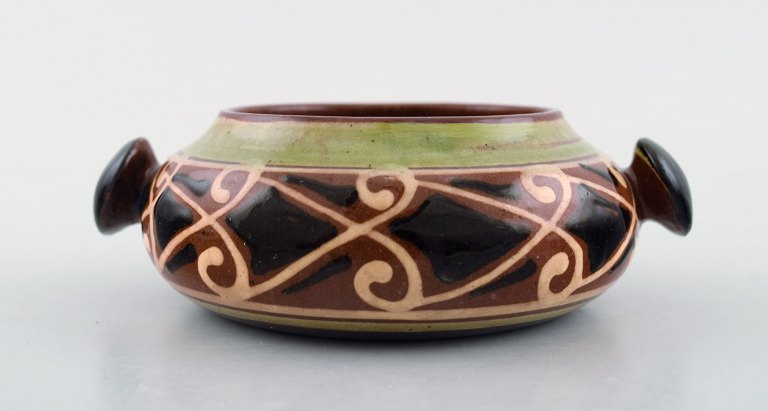 Kähler, Denmark, glazed bowl with handles, stoneware.