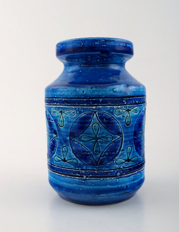 Bitossi, Rimini-blue ceramic vase, designed by Aldo Londi.