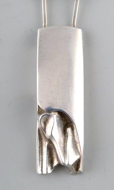 Lapponia. Necklace with pendant in sterling silver, organic shape. 1984.