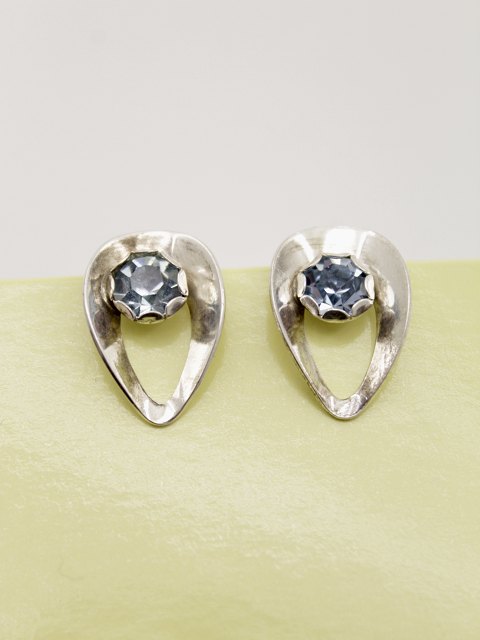 Herman Siersbøl sterling silver ear clips with aquamarine sold
