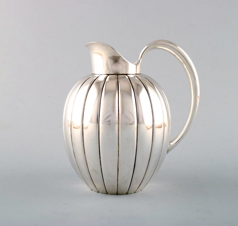 Georg Jensen art deco sterling silver jug in fluted style, model number 856.