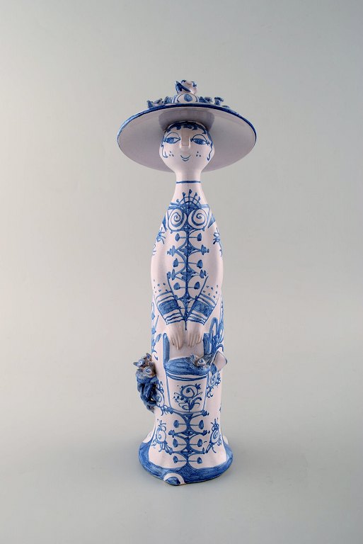 Bjørn Wiinblad unique ceramic figure. "Summer" in blue "Seasons" Signed and dated. 1981.