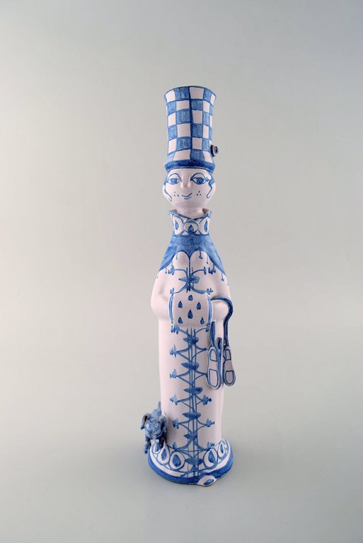 Bjørn Wiinblad unique ceramic figure. "Winter" in blue "Seasons". Signed and dated. 1981.