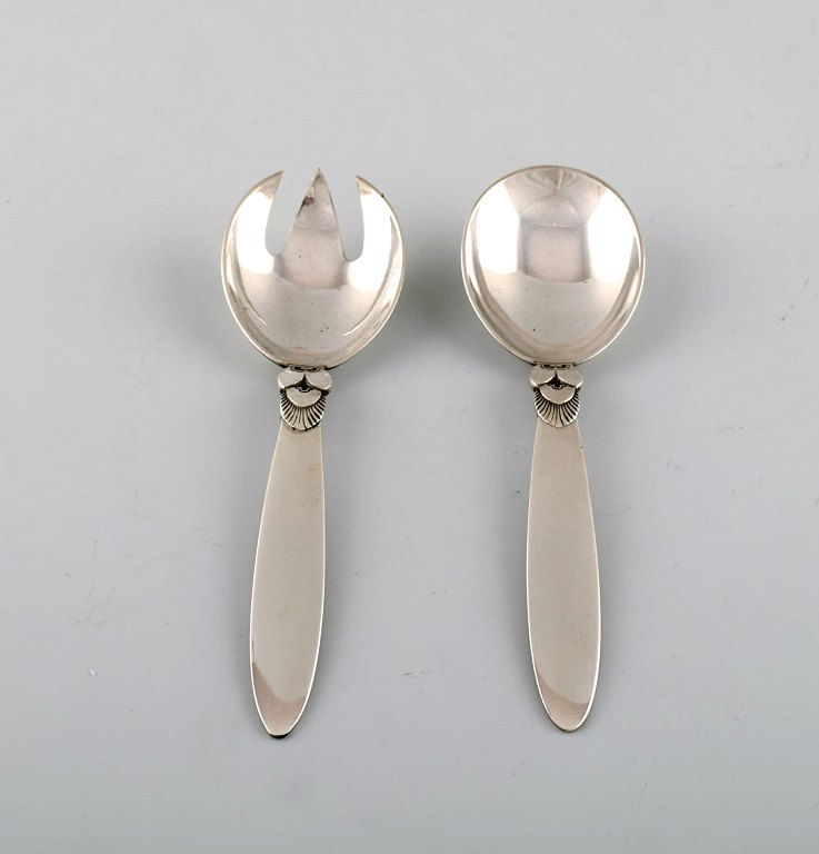 Georg Jensen Kaktus salatsæt i Sterlingsølv. 1933-44.