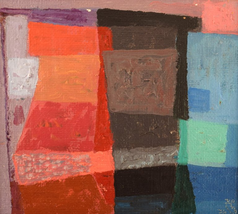 Ragnar Ring, Swedish painter. Oil on board. "Vases". Abstract composition. Dated 1976.