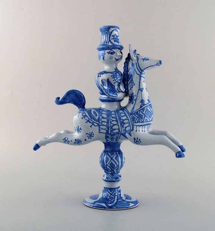Bjorn Wiinblad figurine from the blue house.Figure / candlestick rider on horseback with space for a light.
