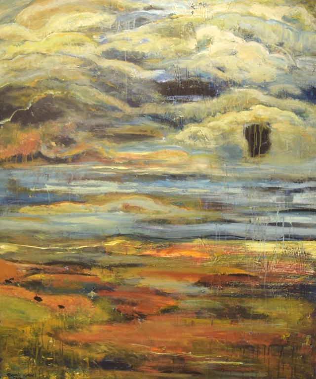 Bonnie Lykke Vestervig. Dansk kunstner. Komposition. Akryl på lærred. Dateret 2017.