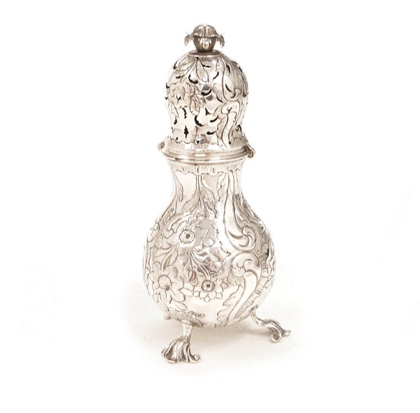 Axel J. Krøyer, Copenhagen, 1718-54: Sugar caster, Silver. Dated 1745. H: 18cm. 
G: 163gr