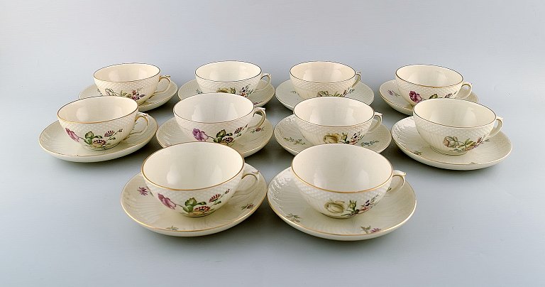Royal Copenhagen. "Frisenborg". Set of ten teacups with saucers.