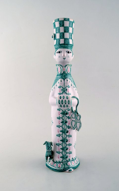 Bjørn Wiinblad unique ceramic figure. "Winter" in green "Seasons". Signed and dated. 1987.