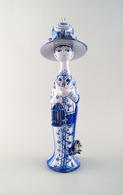 Bjørn Wiinblad unique ceramic figure. "Spring" in blue "Seasons"  1976. The blue house.