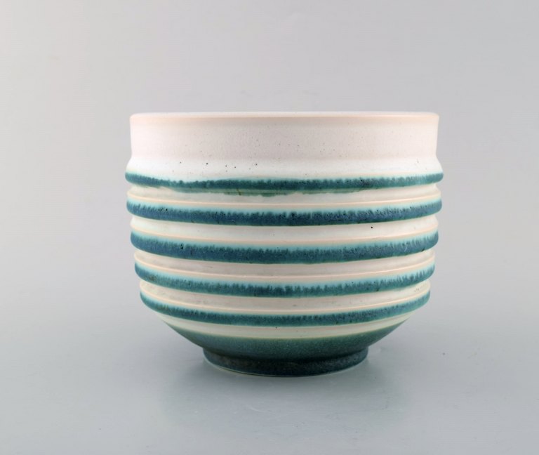 Charlotte Alix (1897-1987) Unique Sèvres vase in glazed ceramics. Beautiful glaze in turquoise shades. Dated 1948.