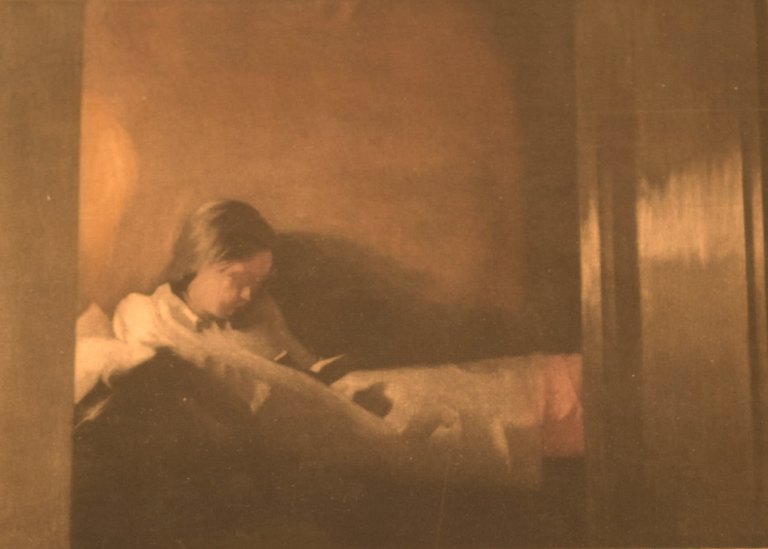 Peter Ilsted (1861-1933). “Lille Rekonvalescent”. Mezzotint in color.