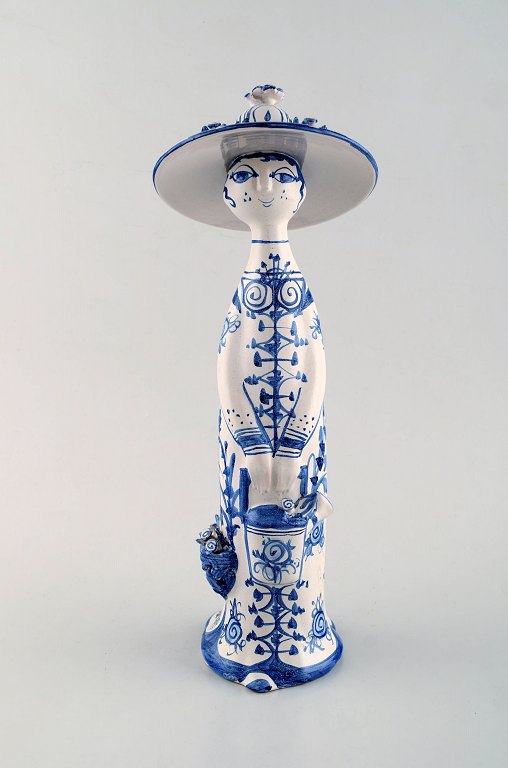 Bjørn Wiinblad unique ceramic figure. "Summer" in blue "Seasons"  1976. The blue house.