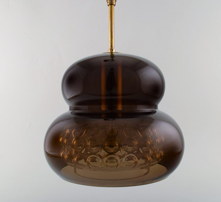 Carl Fagerlund for Orrefors. "Bubblan" loftlampe i røgfarvet og klart kunstglas. Svensk design, 1970