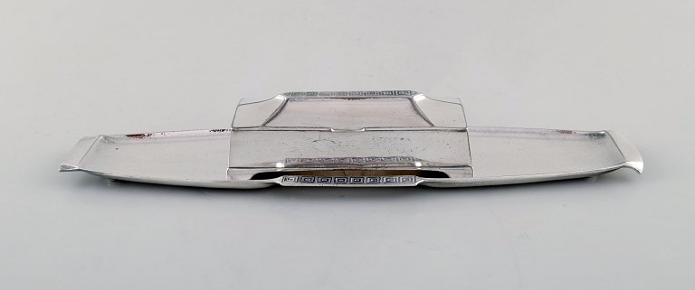 WMF (Württembergische METALLWARENFABRIK), Germany. Art deco pen tray with box in silver-plated metal. 1940