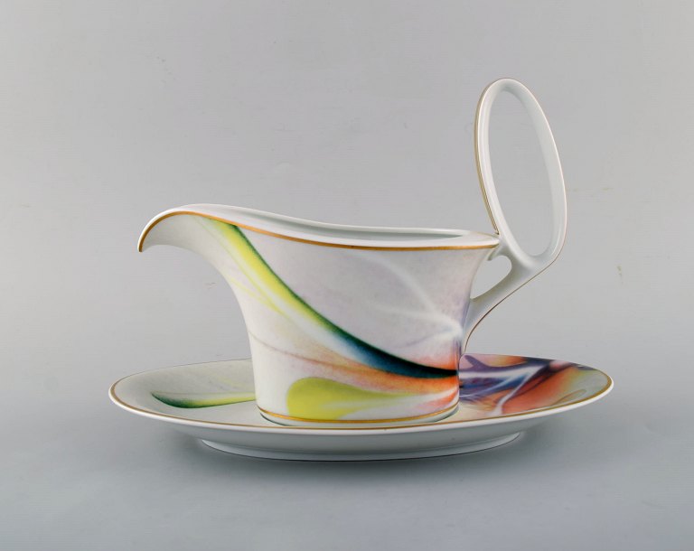 Paul Wunderlich for Rosenthal. Large "Mythos" sauce boat with saucer in porcelain. 1980 / 90