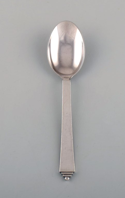 Georg Jensen Pyramid dessert spoon in sterling silver. Six pieces in stock.
