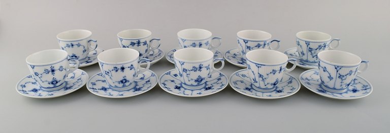 A set of 10 Royal Copenhagen Blue Fluted plain espresso / mocha cups with saucer # 1/298.