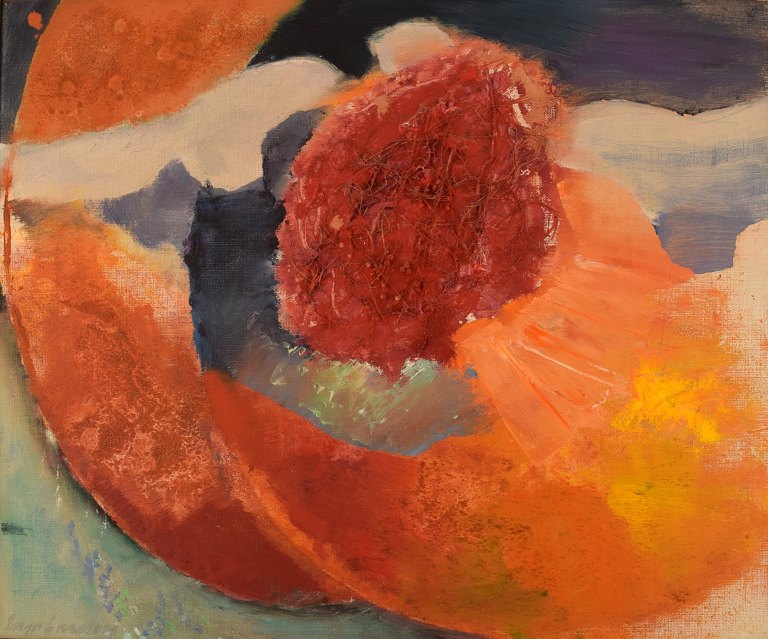 Inga Larsson (1927-2005), Swedish artist. Oil on canvas. Abstract composition. 1960 / 70