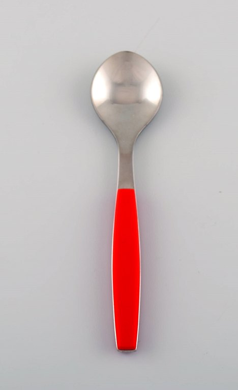 Henning Koppel for Georg Jensen. Strata teaspoon in stainless steel and red plastic.