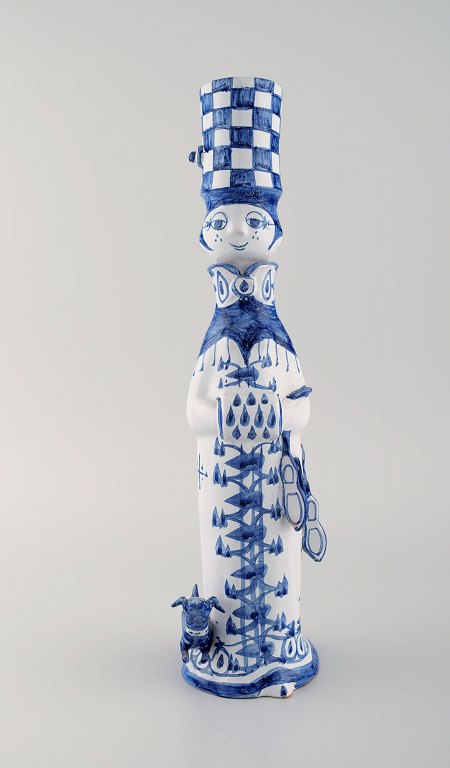 Bjørn Wiinblad unique ceramic figure. "Winter" in blue "Seasons". Signed and dated. 1972.