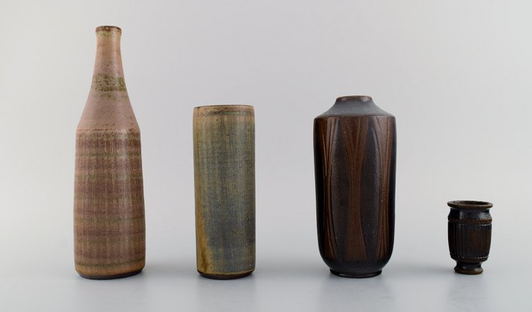 Four Wallåkra vases in glazed ceramics. Swedish design, 1960s.