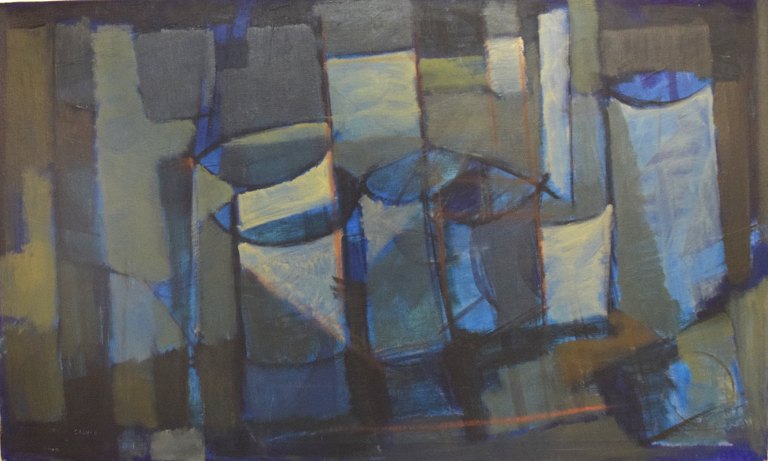 Hugo Ståhle (1921-2015), Sweden. Oil on canvas. Large abstract composition. Mid-20th century.
