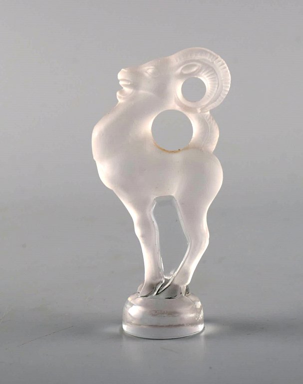 Lalique capricorn in frosted art glass. 1980s.