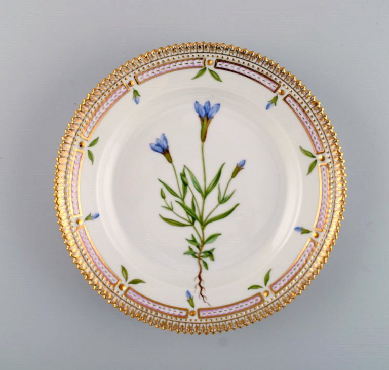 Royal Copenhagen Flora Danica salad plate in hand-painted porcelain with flowers and gold decoration. Model number 20/3573.