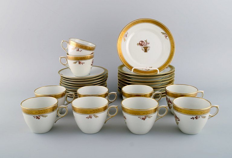 Royal Copenhagen Golden Basket coffee service for 10 people. 1960s.
