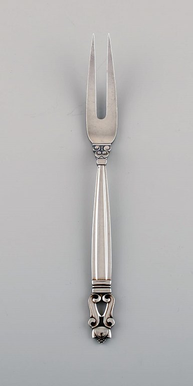 Georg Jensen Acorn roast fork in sterling silver.
