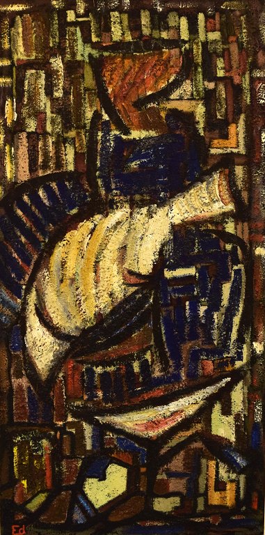 Scandinavian modernist. Oil on board. Modernist composition. 1960s.