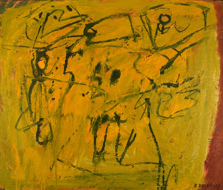 Bengt Delefors (1917-1996), Sverige. Olie på lærred. Modernistisk komposition. 1960